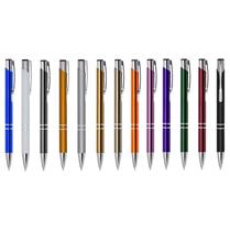 Caneta metal com detalhe prata