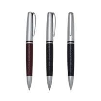 Caneta de Metal com Textura em Couro.