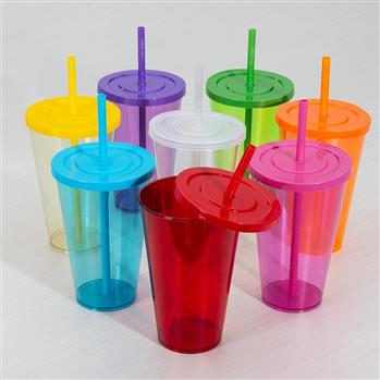 Copo com Tampa e Canudo 650ml