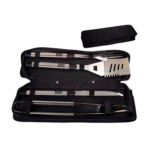 Kit churrasco com 4 peças de aço Inox