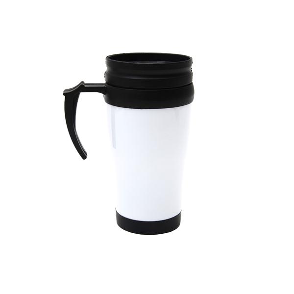 Caneca portátil de plástico na cor branca 400ml