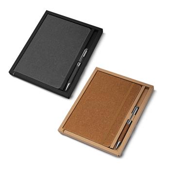 Kit Escritório Capa em Couro Reciclado e Caneta Metalica