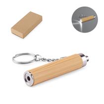 Chaveiro em Bambu e ABS com Lanterna LED