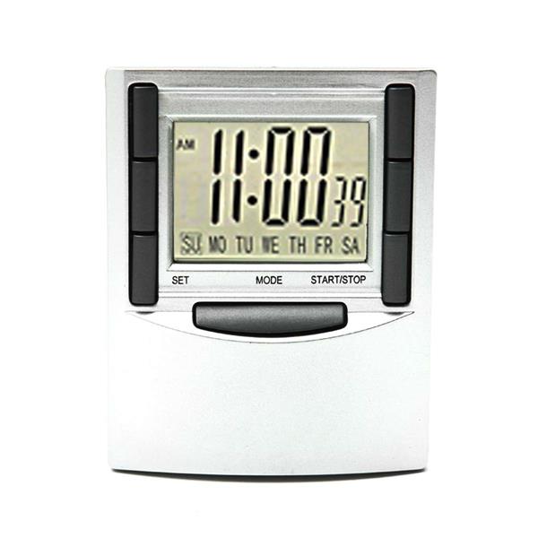 Relógio de mesa com alarme, calendário digital e cronômetro
