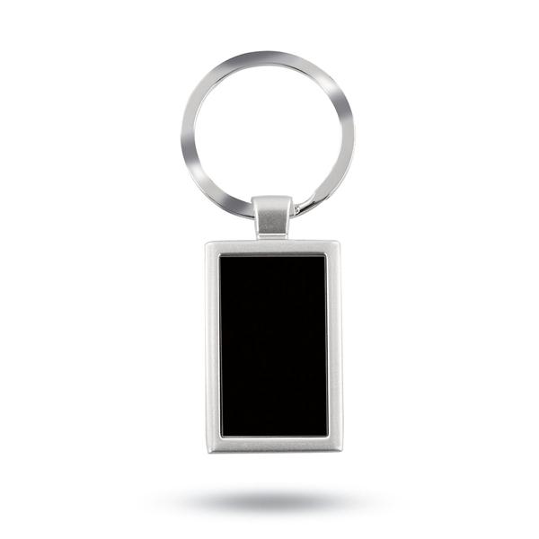 Chaveiro retangular de metal com fundo Preto