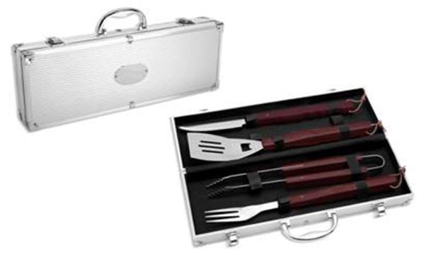 Kit Churrasco detalhe Vinho maleta de Metal 