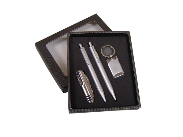 Kit caneta e lapiseira com chaveiro e canivete 