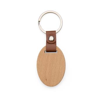 Chaveiro Madeira com Detalhe em Couro